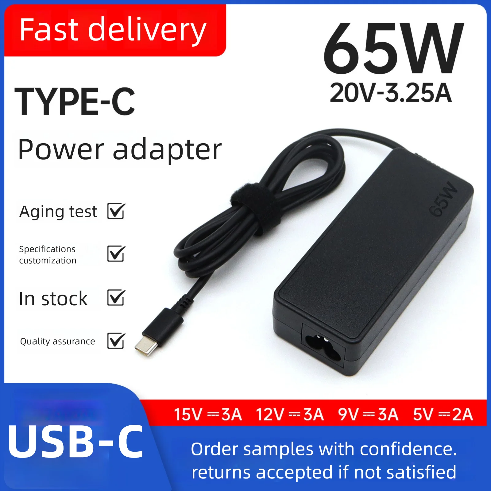 65W 45W 20V 3.25A USB C Interface Power Supply Adapters For Lenovo ThinkPad Hp Yoga Dell ASUS Charging TYPE C Laptop Charger