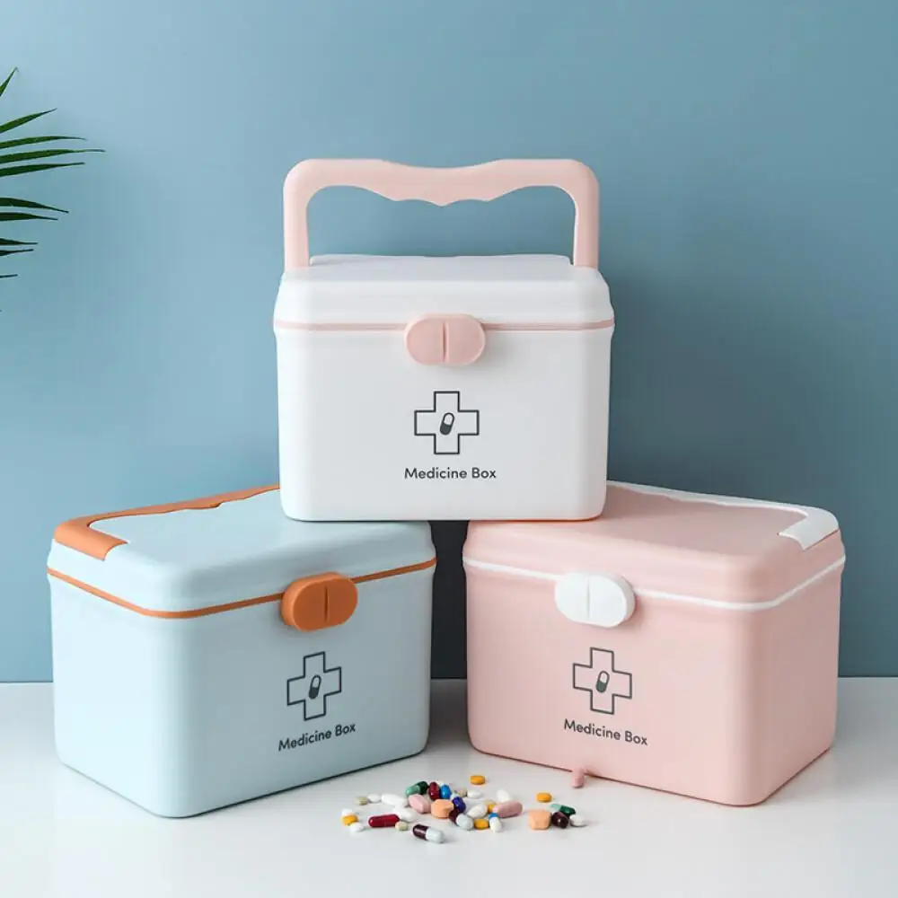 Household Medicine Storage Box Portable Multi-Layer First Aid Kit Small Medicine Container Household Medical Supplies