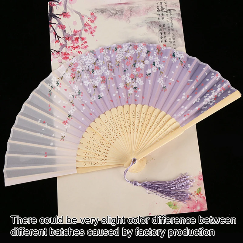 Retro Silk Folding Fan Chinese Japanese Flower Pattern Art Craft Gift Hand Fan Wedding Party Performance Dance Fans Home Decor