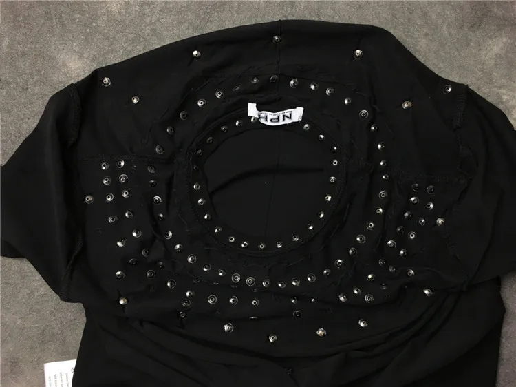 Summer New Heavy Industry Hot Diamond Rivet Pentagram Round Neck Short-sleeved T-shirt  Fashion Trend Fashion Loose Casual Top