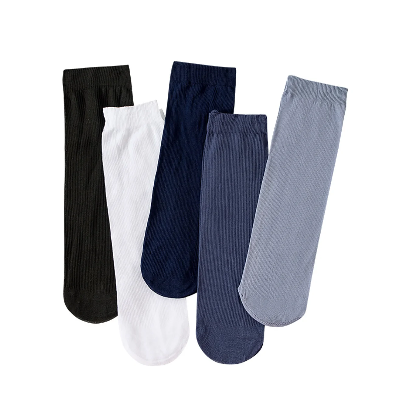 5 Pairs - Men's Simple Vertical Stripe Mid-Calf Socks, Comfortable and Breathable, Durable and Non-Stuffy, Available in Multiple Colors, Essential for Daily Commuting, Holiday Gifts - view 3
