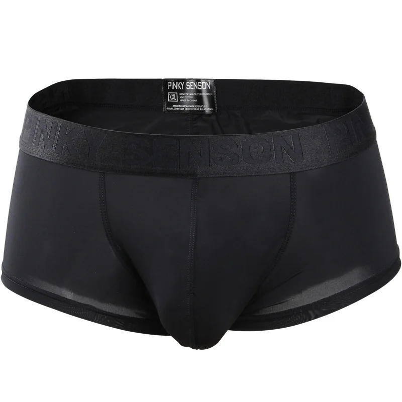 Men Trunks Ice Silk Thin Breathable Underpants Low Waist Panties U Convex Pouch Boxers Knickers Wet See-Through Slip Homme