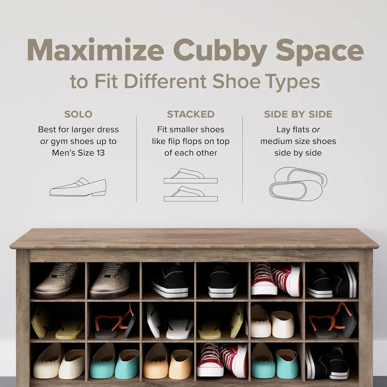 Elegant White Shoe Storage Cabinet, Space-Saving Solution with Cubbies for 36 Pairs, 13"D x 23.5" W x 72.5" H