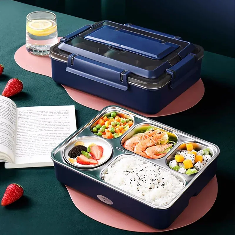 1.6L Electric Lunch Box No Water Required, 304 Stainless Steel Inner Pot, Heats Up Instantly, Keeps Food Warm
