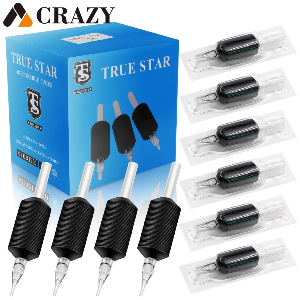 Tubos descartáveis tatuagem aperto, preto, silicone, agulhas, metralhadora, 3R, 5R, 7R, 9R, 25mm, 20pcs