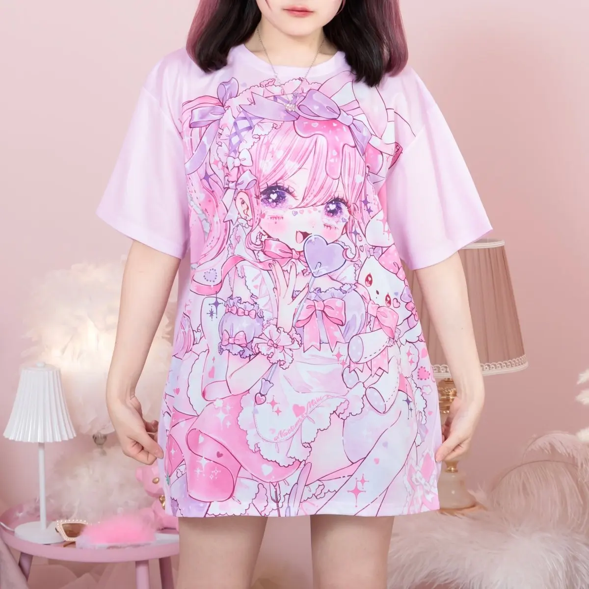 2026 Spezieller japanischer Landmine-Style Anime-Druck Lockerer Kurzarm Zweiteiler für Erwachsene/Kinder Y2K Harajuku Subkultur Lockerer T-Shirt – Detail 5