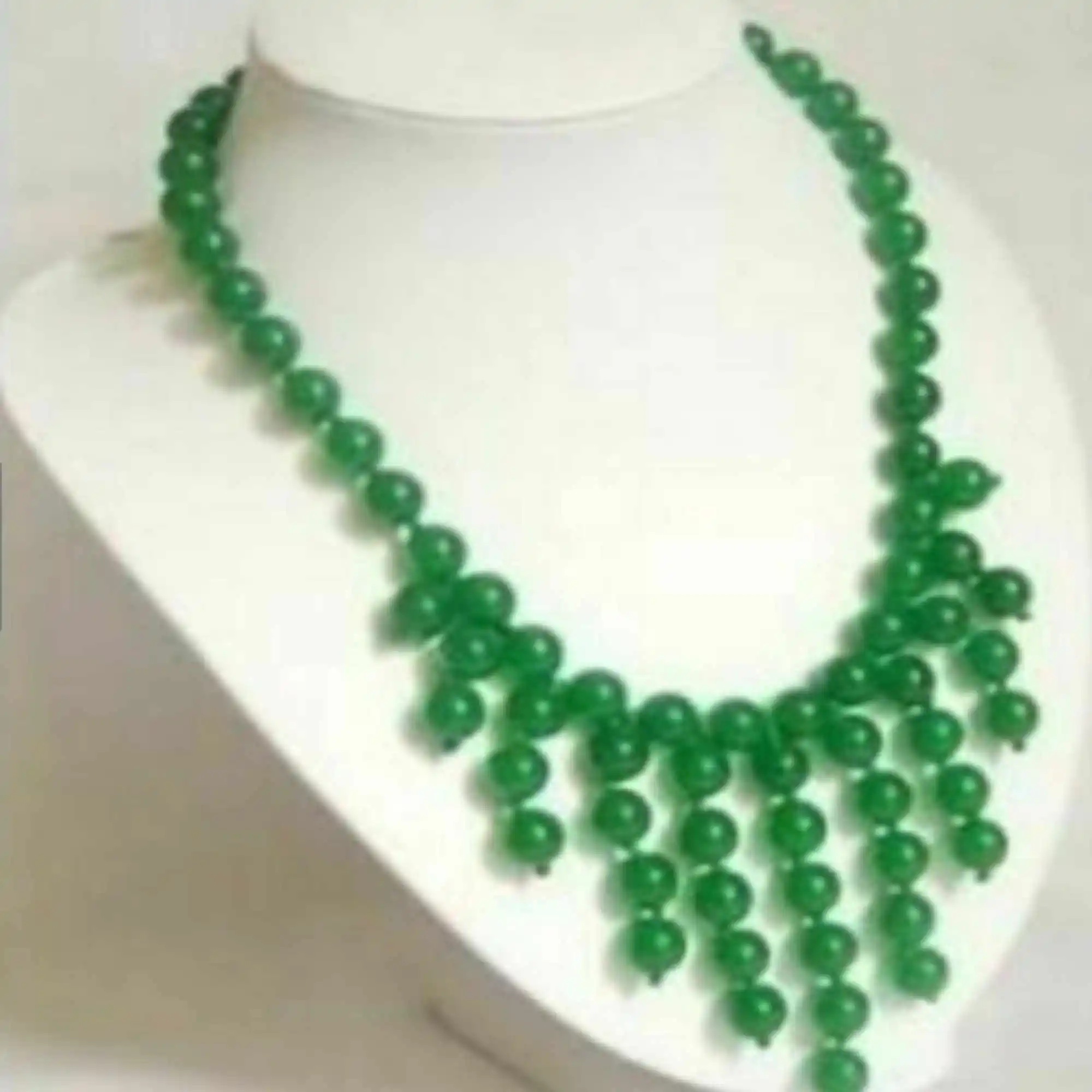 Fashion 8MM Asian Green jade Beads Delicate necklace 18 inch Practice Dark Matter Classic Chic Souvenir Yoga Chakra Diy Bohemia