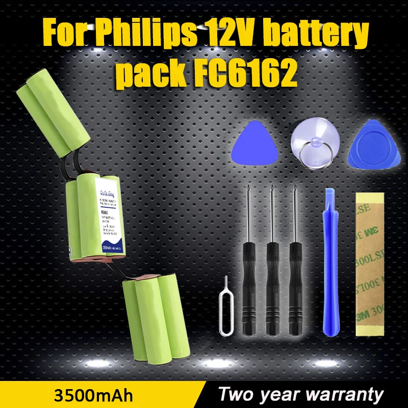 FC6162  3500mAh For Philips 12V Battery Pack FC6162 Handheld Vacuum Cleaner Send Accompanying