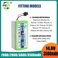 New 14.4V 3500mAh Li-ion Battery for Conga 990 1090 Tesvor X500 Ecovacs Deebot N79 N79S DN622 Eufy RoboVac 11 11S RoboVac 30