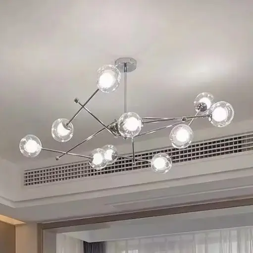 Nordic Modern Clear Glass Chandelier Bauhaus Magic Bean Molecule Home Decor Lighting Living Dining Room Bedroom Hanging Light
