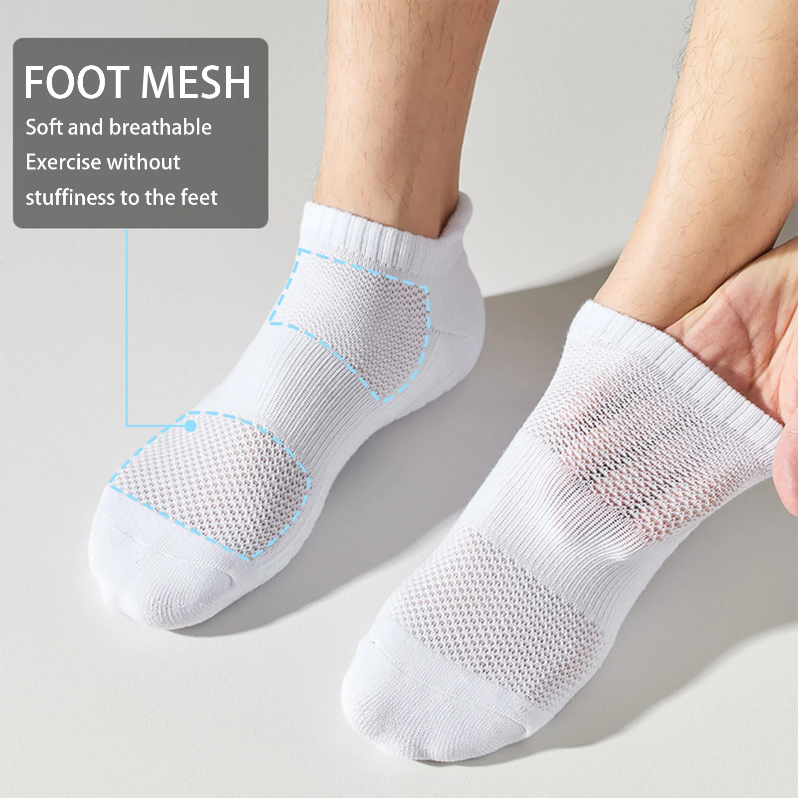 

10 Pairs Mens Breathable Sports Socks Thick Terry Crew Socks 5 White 3 Black 2 Grey For Running Gym Workout