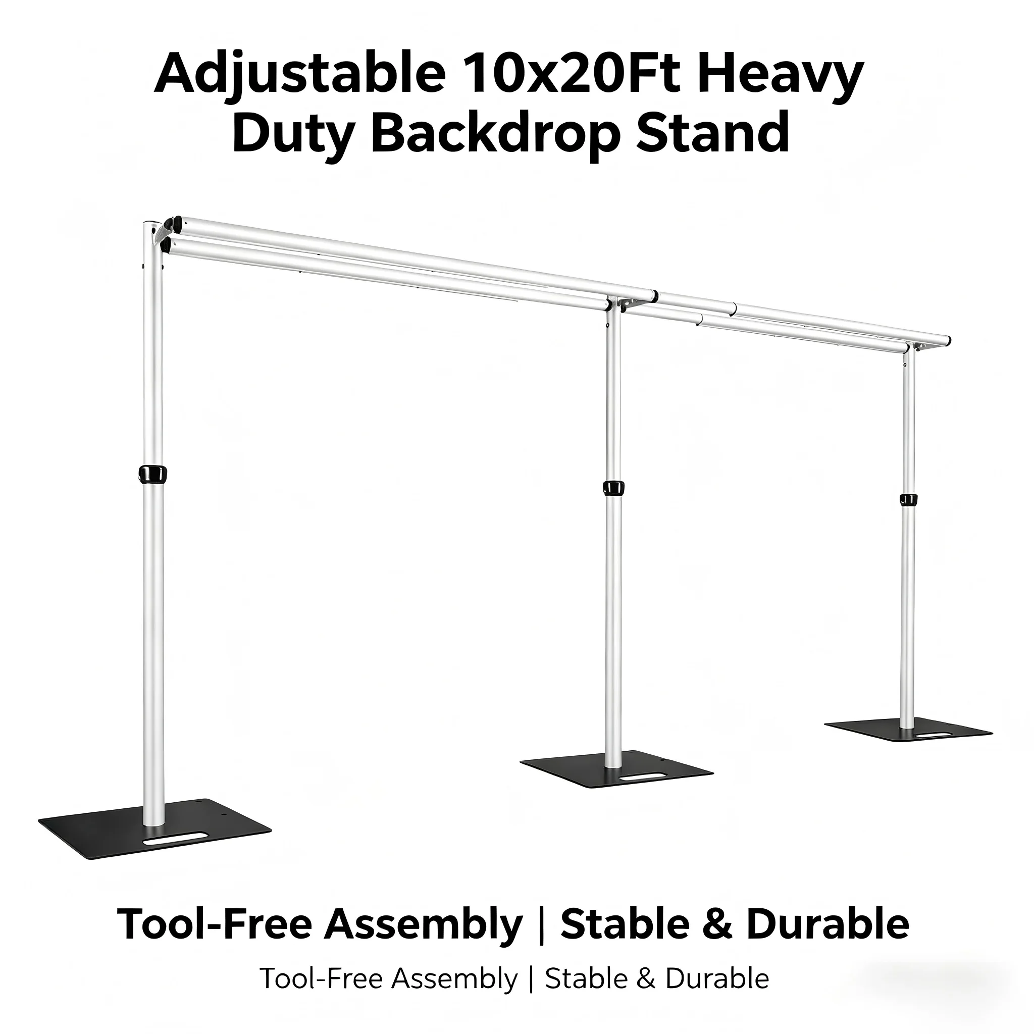 Adjus   10x20Ft Heavy    Backdrop Stand with Double Crossbar, Pipe and Drape Kit for Wedding, Party, Trade Show & Photograp