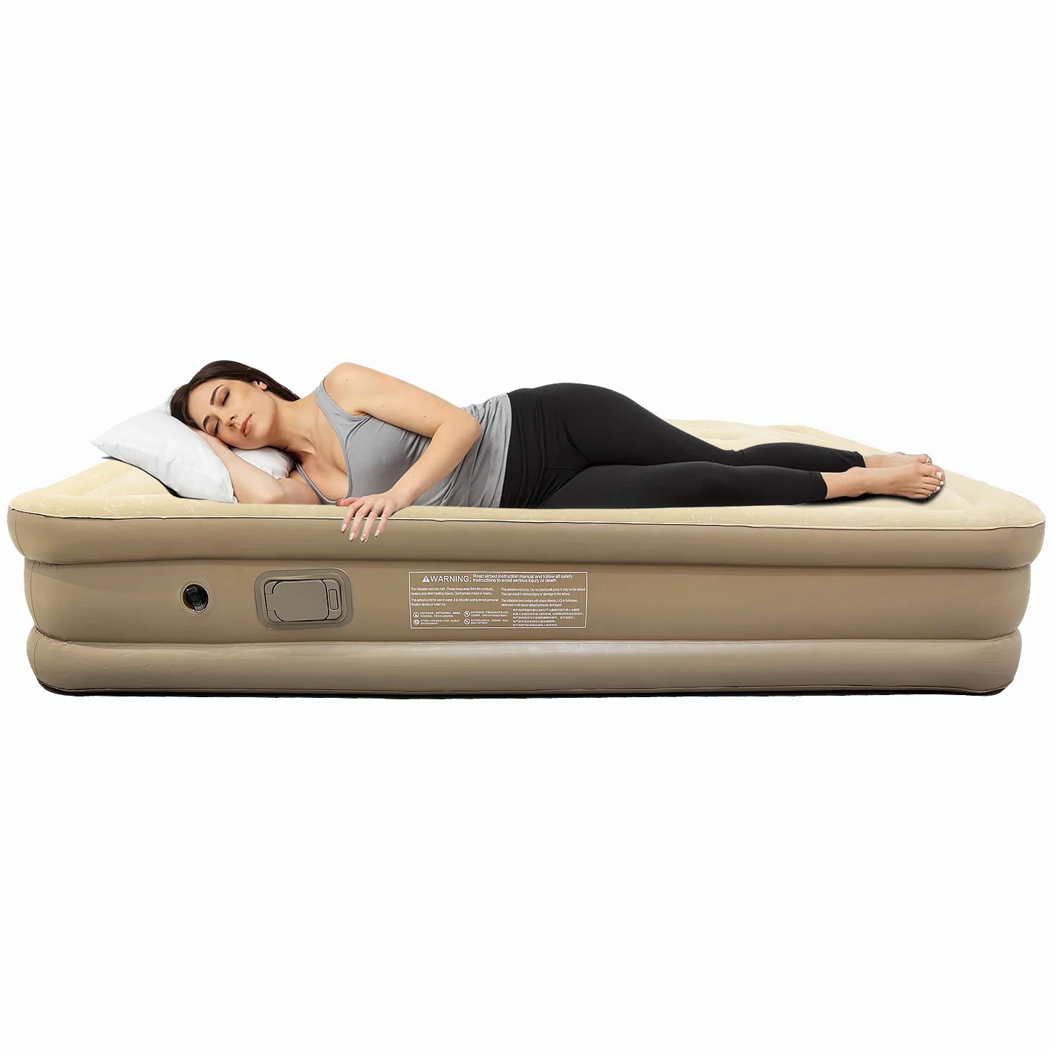 Air Mattress with Built in Pump Interior Foldable Inflatable Mattress Antileak Thicken Sleeping Bed Mat With Soft Flocked Top