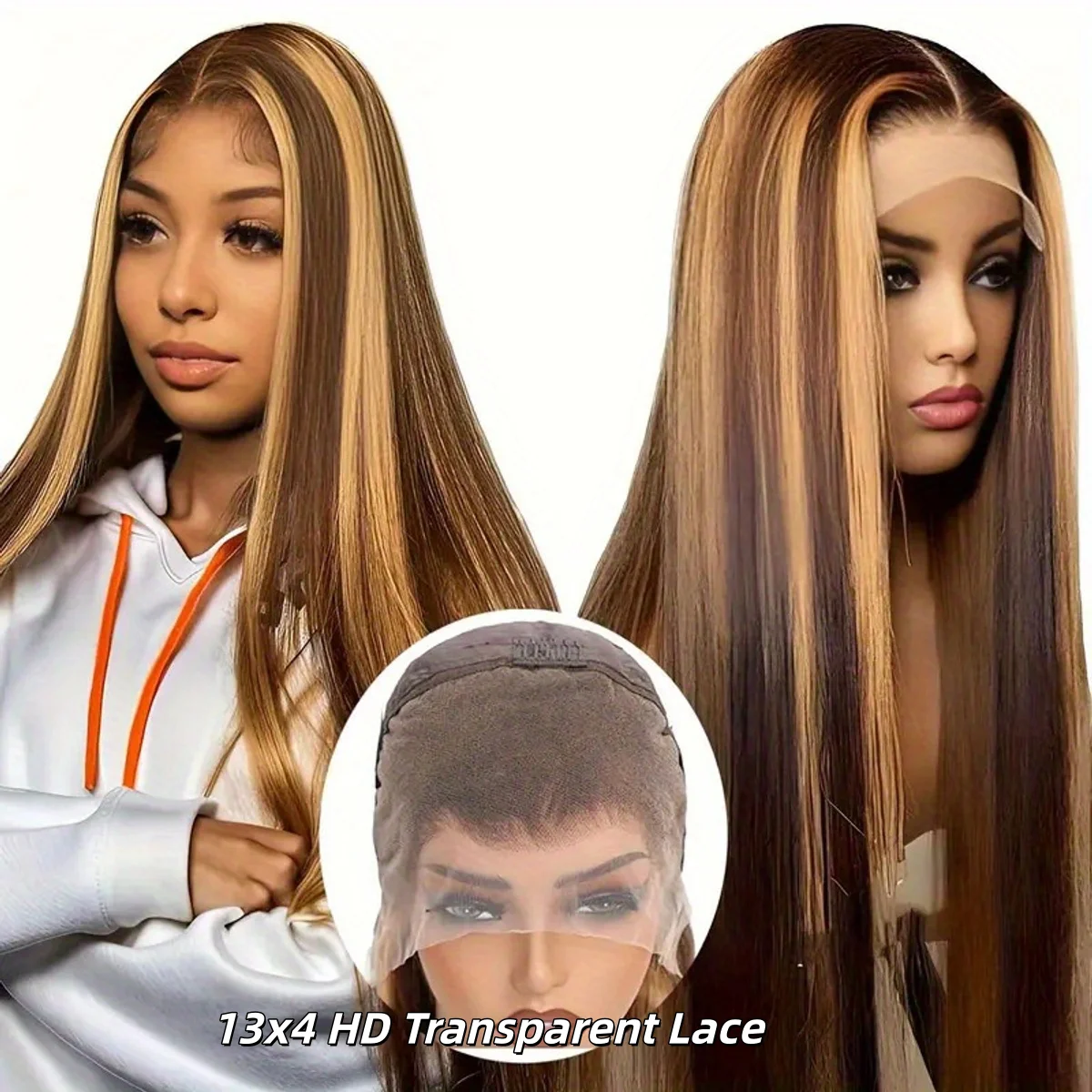 Ombre Lace Front Perücken aus Echthaar für Frauen, 4/27 Highlight, 200 Dichte, 13x4 HD Transparent, 99J Burgunderrot, Glatt, Body Wave, Deep Wave, Lace Front Perücken, Weinrot gefärbtes Echthaar