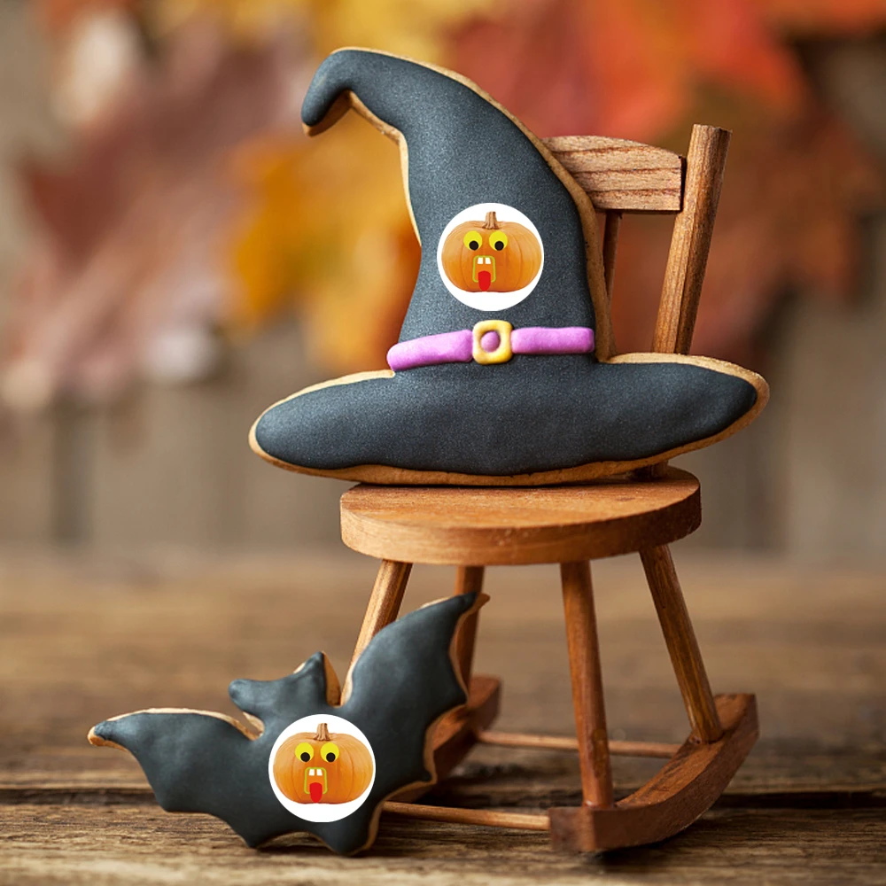 Halloween Abóbora Esqueleto Adesivo para Crianças, Etiqueta Feliz, Party Toy, Acessórios de Cozimento, Decoração DIY, 1 Polegada, 500Pcs