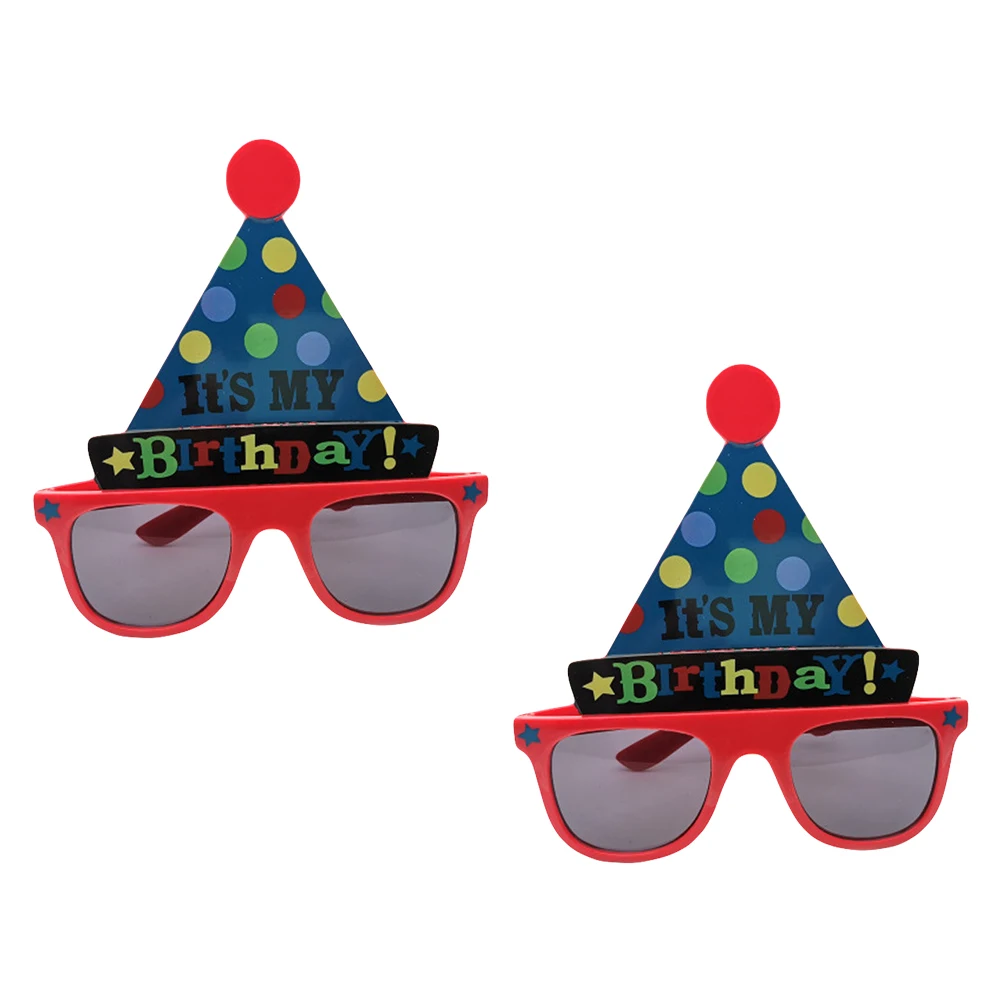 

2pcs Birthday Glasses Bright Colors Novelty Plastic Cartoon Party Eyeglasses Props Photo Fun Accessories