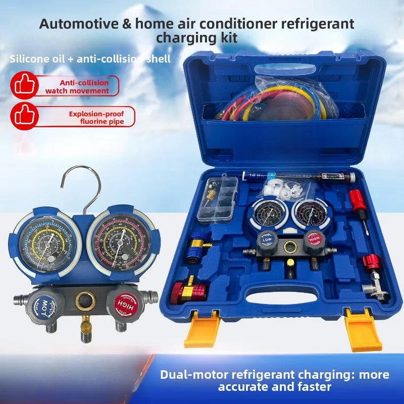Single Manifold Gauge with Purge Valve for R134a R410a R32 AC Refrigerant Charging
