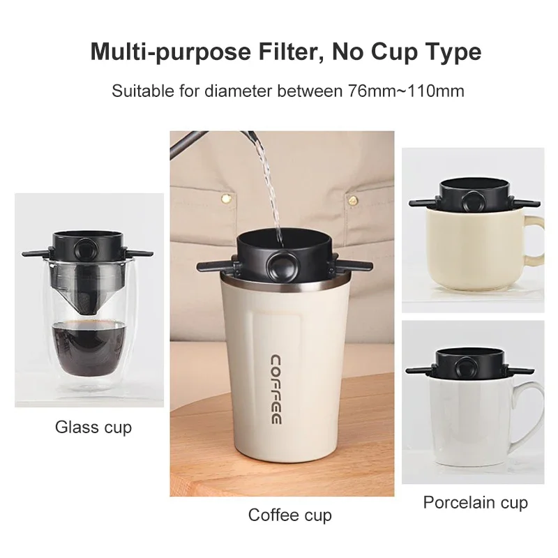 Stainless Steel Foldable Coffee Filter Dripper - Portable, Reusable, Paperless