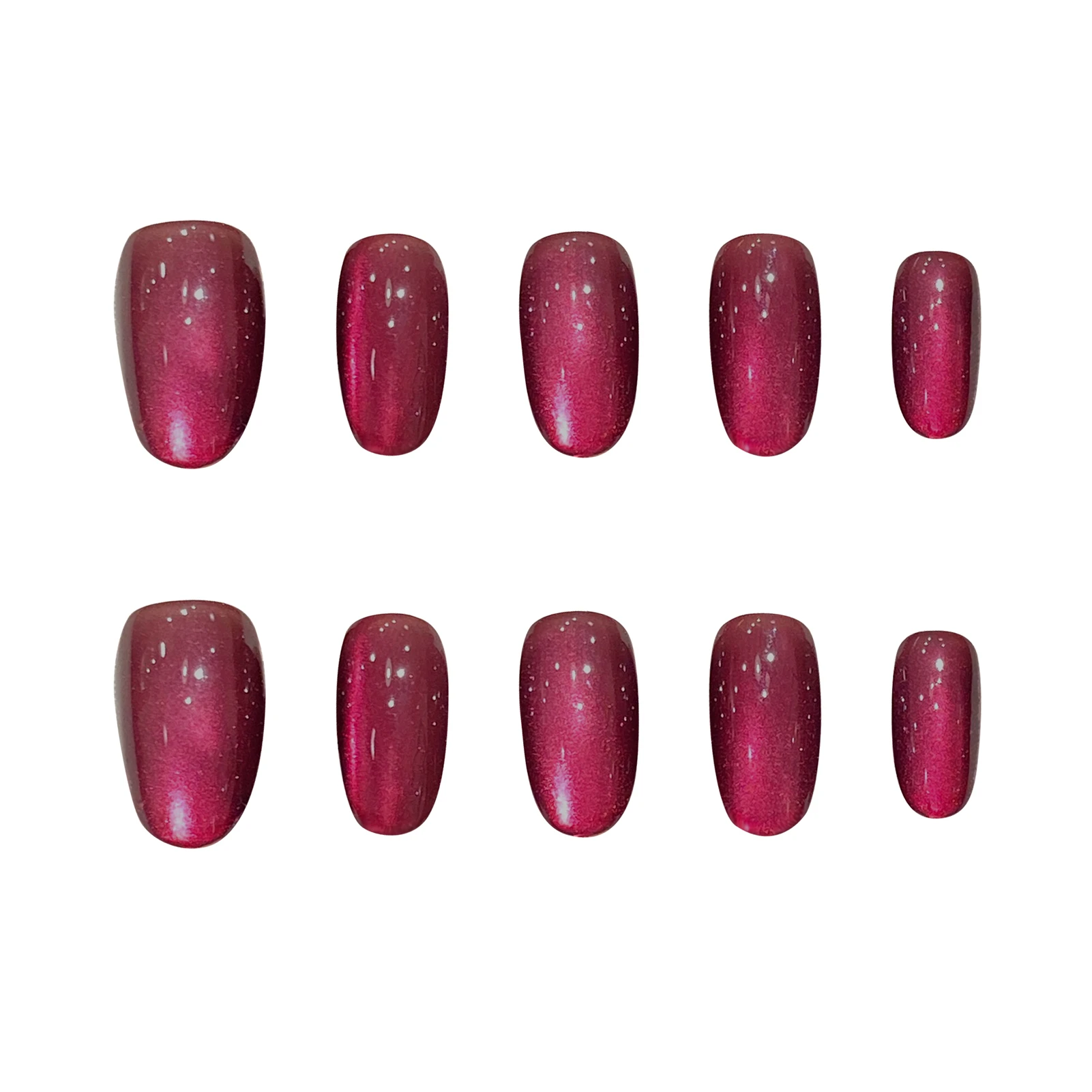 ピタヤキャットアイフェイクネイルフルカバーネイルチップハンドメイドグリッターショートオーバルプレスオンネイル女性用ウェアラブルデタッチャブルマニキュアセット