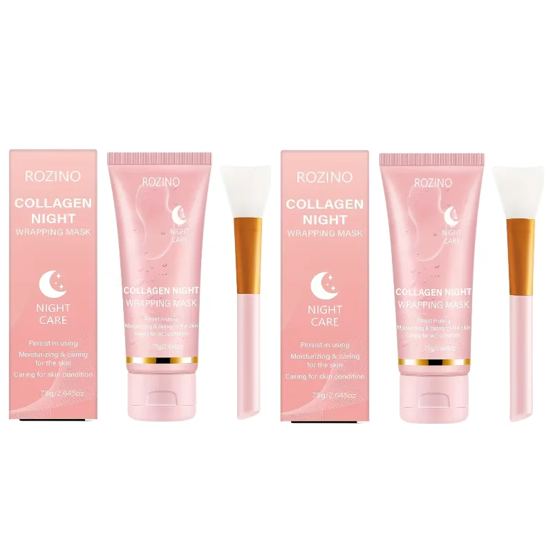 Collageen Intensief Hydraterend Nachtmasker (Peel-Off) 75g, Inclusief Gratis Maskerborsteltje, Geltextuur Is Gemakkelijk Te Absorberen, Hydrateert Diepgaand, Verlicht Direct Droogheid Met Eén Beweging