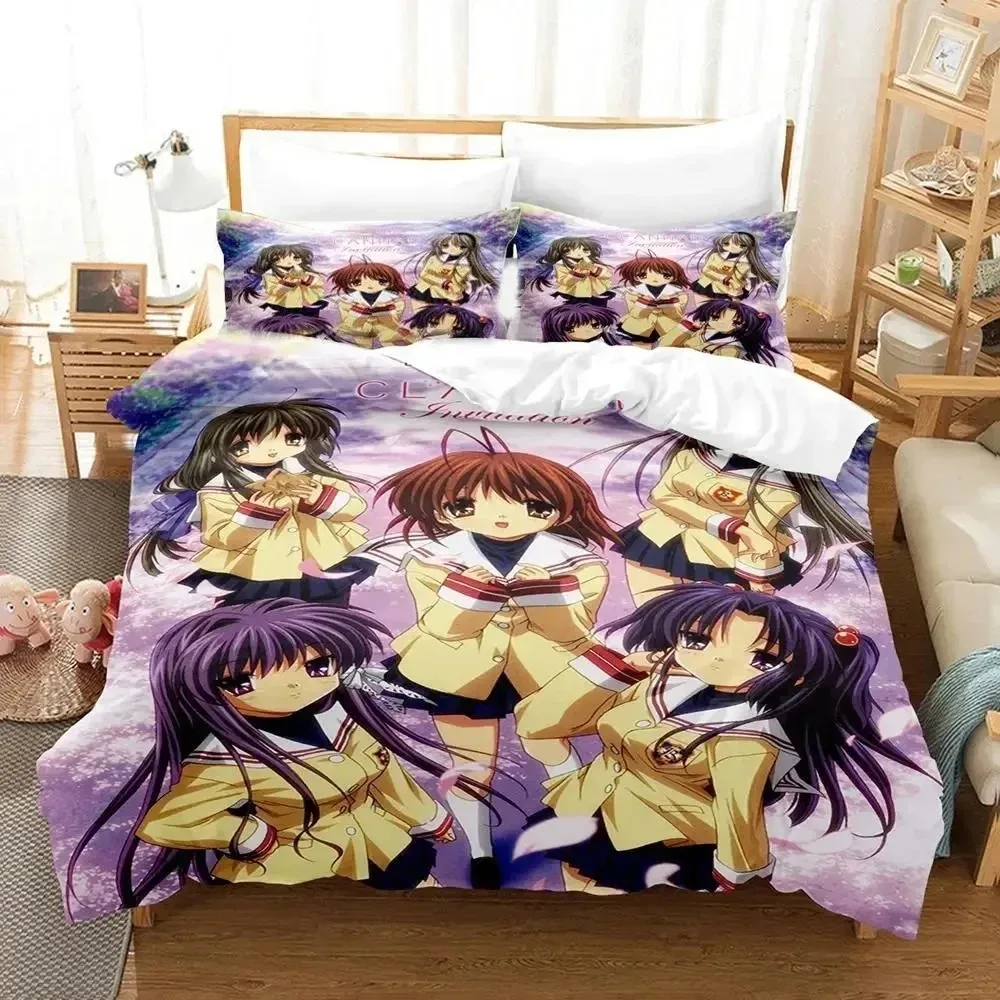 3D Print Anime CLANNAD Bedding Set Duvet Cover Bed Set Quilt Cover Pillowcase Comforter king Queen Size Boys Adult Bedding Set