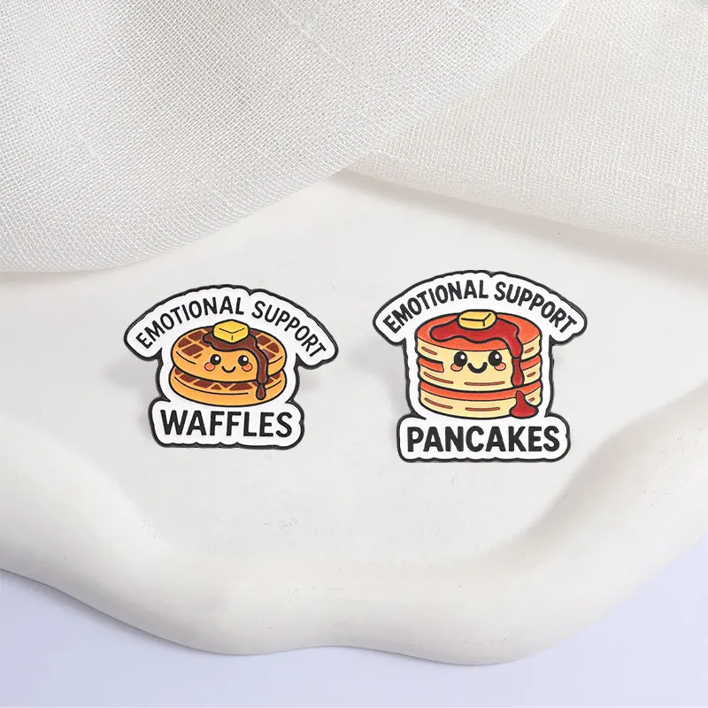 Niedliches Emaille-Abzeichen mit Frühstücks-Motiven, lustige Waffel-, Pfannkuchen- und Toast-Anstecknadel, Cartoon-Dekorationsbrosche-Set für Rucksack, Schmuck, Geschenke – Detail 7