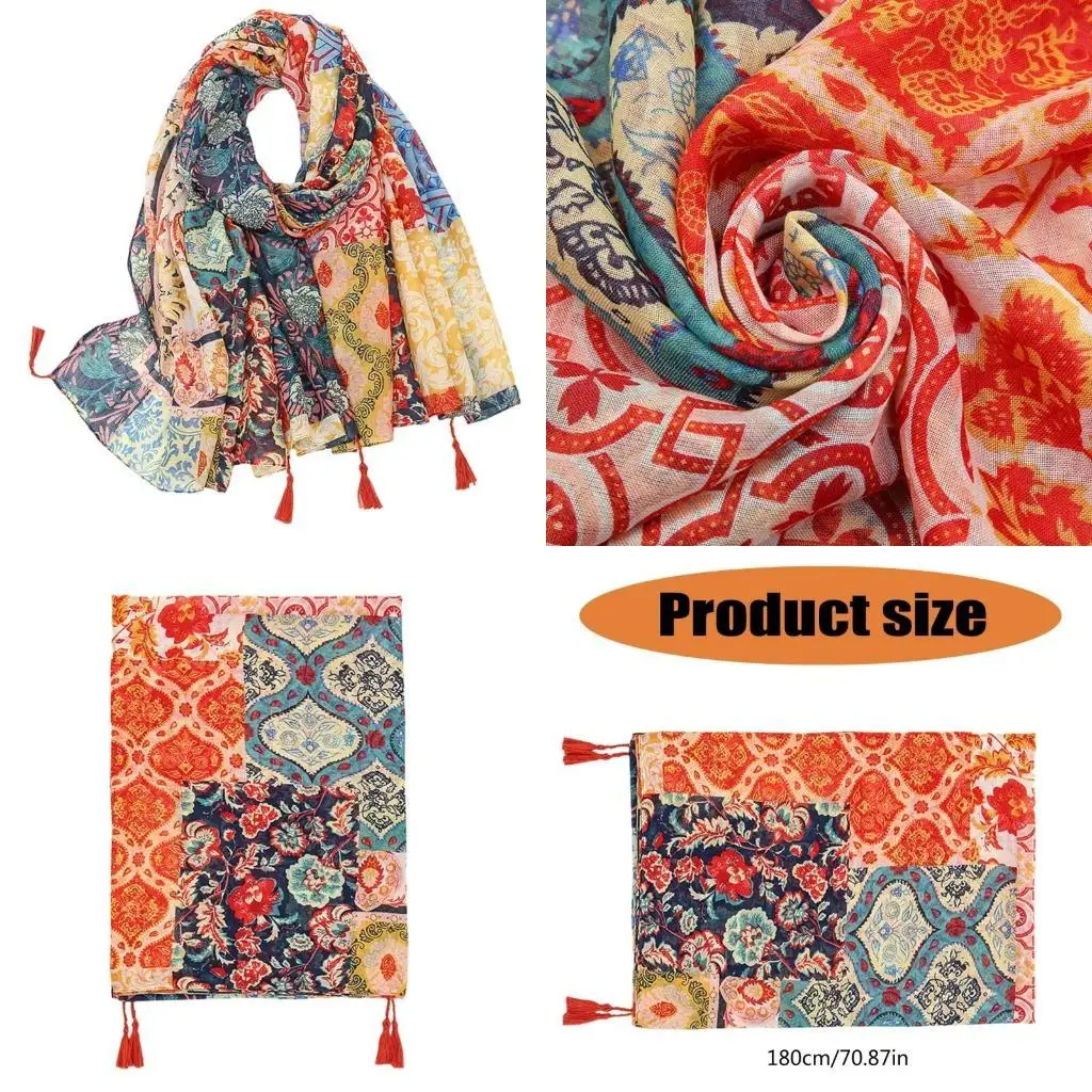 

39BD Trendy Floral Desert Scarf, Soft and Comfortable, Suitable for Hiking, Camping Multipurpose Scarf Shawl