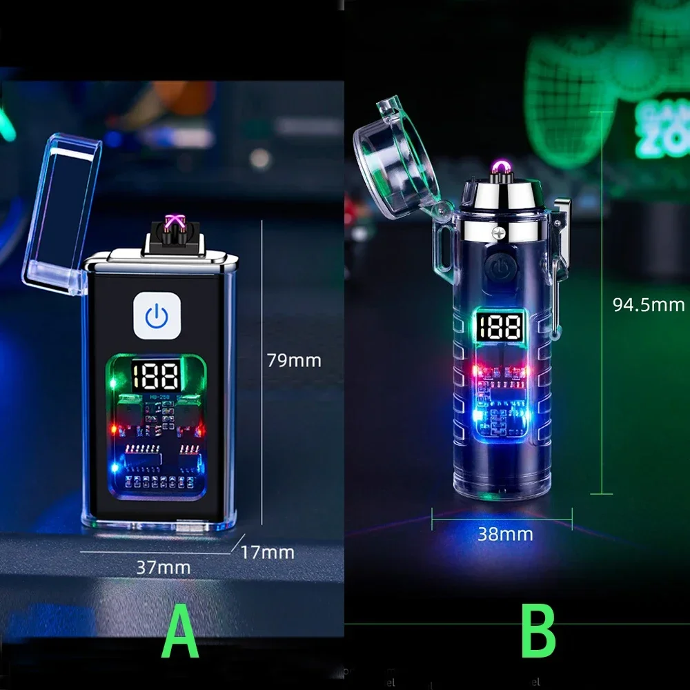 ولاعة كهربائية أنيقة قابلة لإعادة الشحن USB ، مقاومة للرياح ، ولاعات بقوس مزدوج للرجال ، رائعة ، بلازما ، خارجية ، أدوات تخييم ، فاير ستارتر