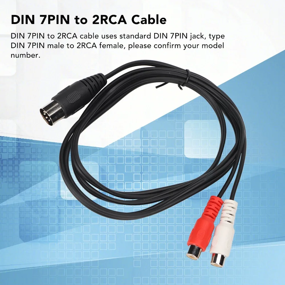 4.9ft DIN 7PIN Male to 2RCA Female Cable Male to Female Plug and Play Sound Adapter Cable Pure Copper Audio Cable