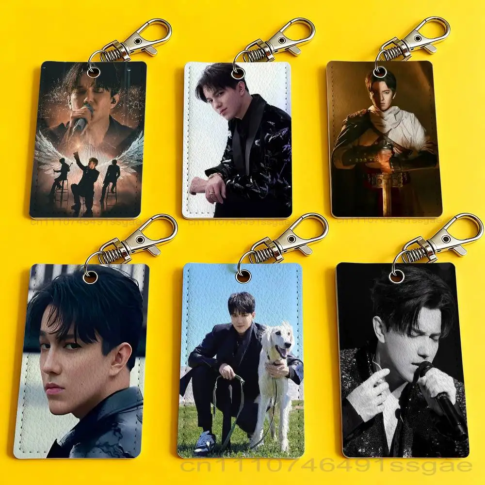 Dimash Kudaibergen Singer Card Case Leather Card Holder Keychain Key Ring Door Access Tags ID Card Case Keychain
