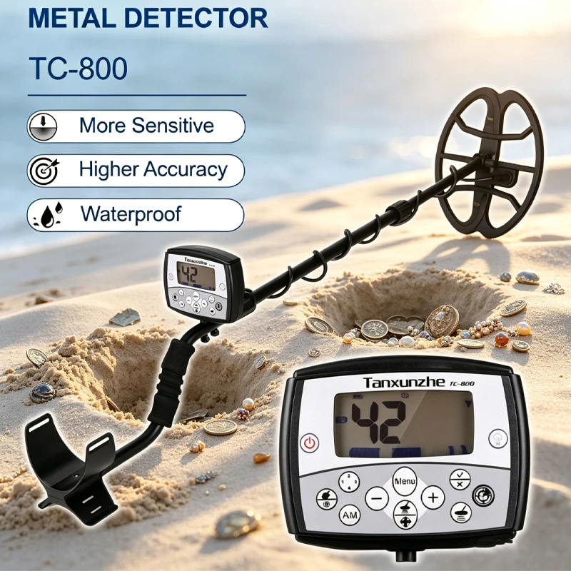TC-800 Underground Metal Detector Depth Scanner Pinpointer High Sensitivity For Gold Sand Silver Dollar Beach Relic