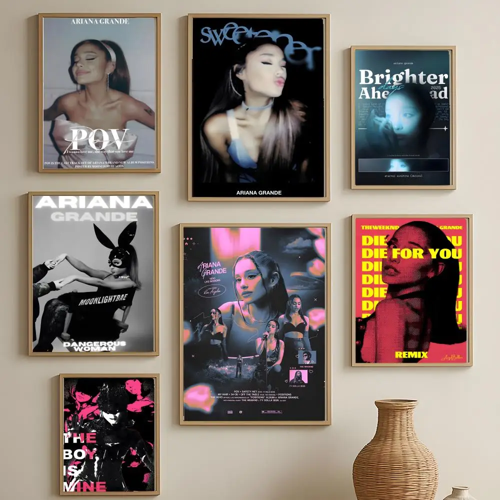 Singer A-Ariana G-Grande Poster Versatile HD Waterproof Wall Art Self-Adhesive Decor for Any Space Ideal Gift
