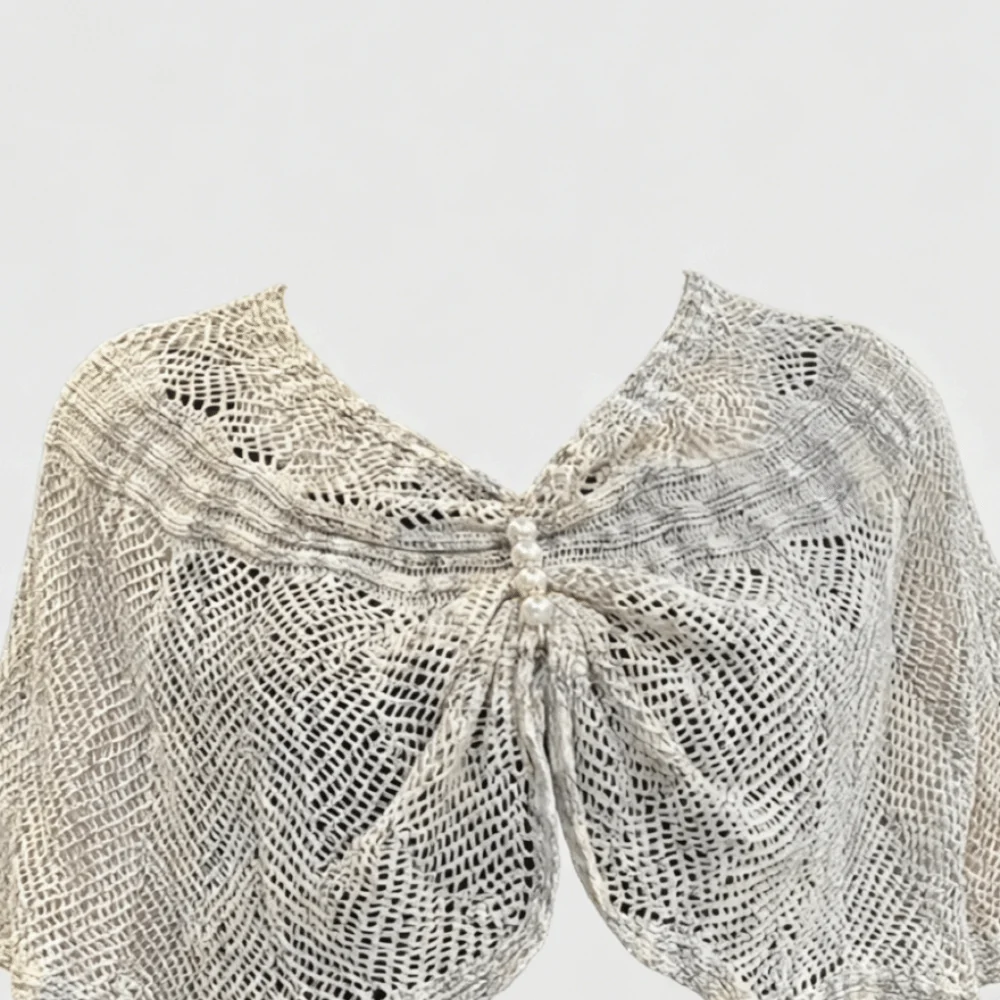 Pullover Style Crochet Shawl Pearl Brooch Vintage Hollow Out Shawl Detachable Collars Lace Knitted Beach Cover-up Daily view 3