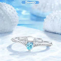 Sanrio Cinnamoroll Ring Hello Kitty Kuromi Wedding Blue Gemstone Open Ring Cute Engagement Rings for Women Jewelry Mens Rings