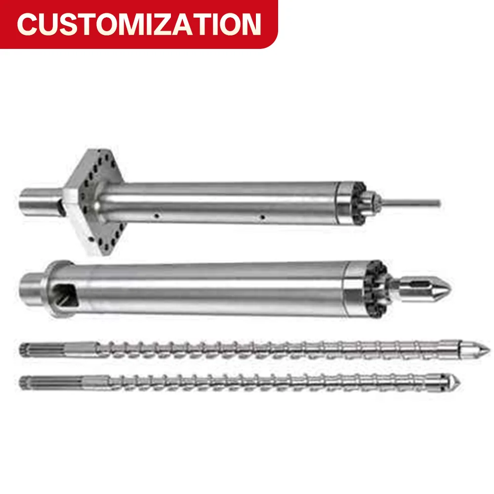 Custom-made steel injection molding machine barrels and screws for Haiti, 50 kg, heat-treated for long service life and easy ope