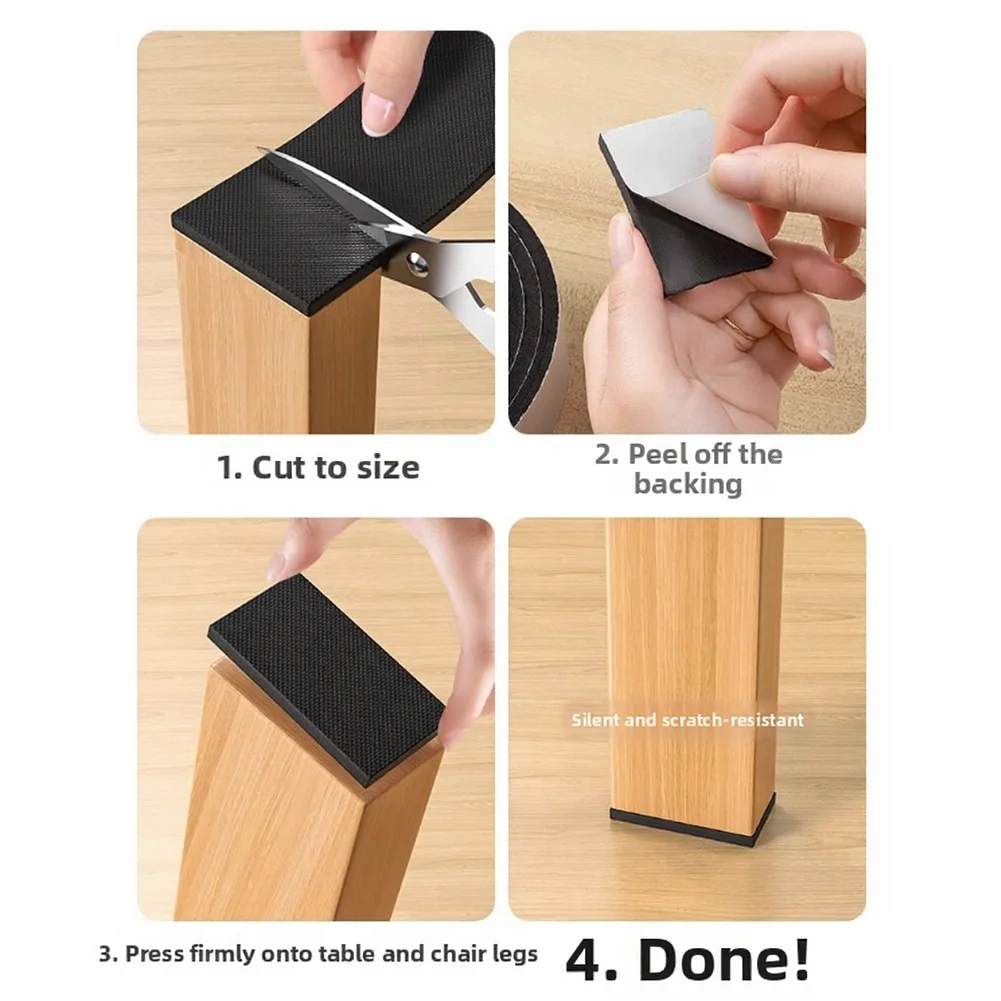 6mm Thick Black EVA Anti Slip Rubber Mat Roll Self Furniture Leg Pads For Chair Table Cabinet Floor Scratch Prevention