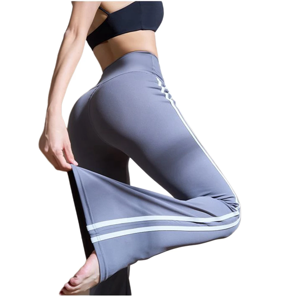 

Women High Waist Flared Leggings Gym Fitness Yoga Pants Workout Runing Sport Leggings Side Stripe Design Yoga Wide Leg Pants
