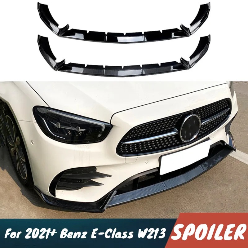 

Для Benz E-Class W213 2021+ E260 E300 автомобильный передний бампер, спойлер, черный карбоновый комплект кузова, защитная защита, внешние аксессуары