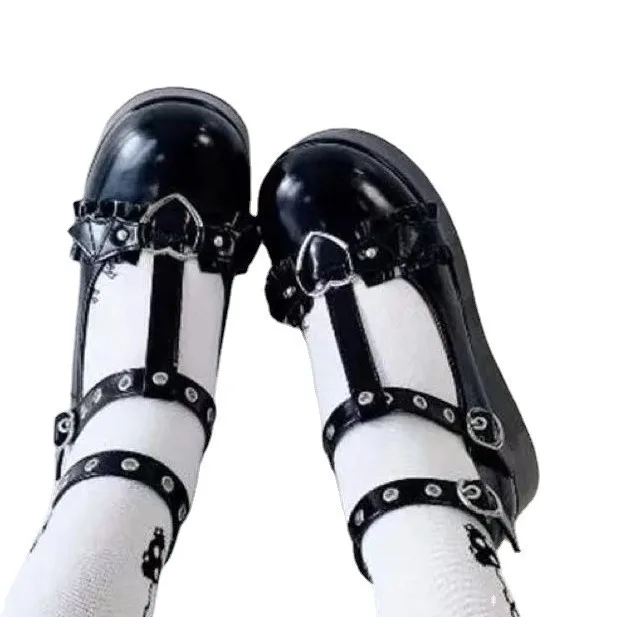 Luxury Shoes Women Platform Gothic Punk Shoes Lolita Ladies Wedges Mary Janes Casual Flats Cute Buckle Strap Female Shoes