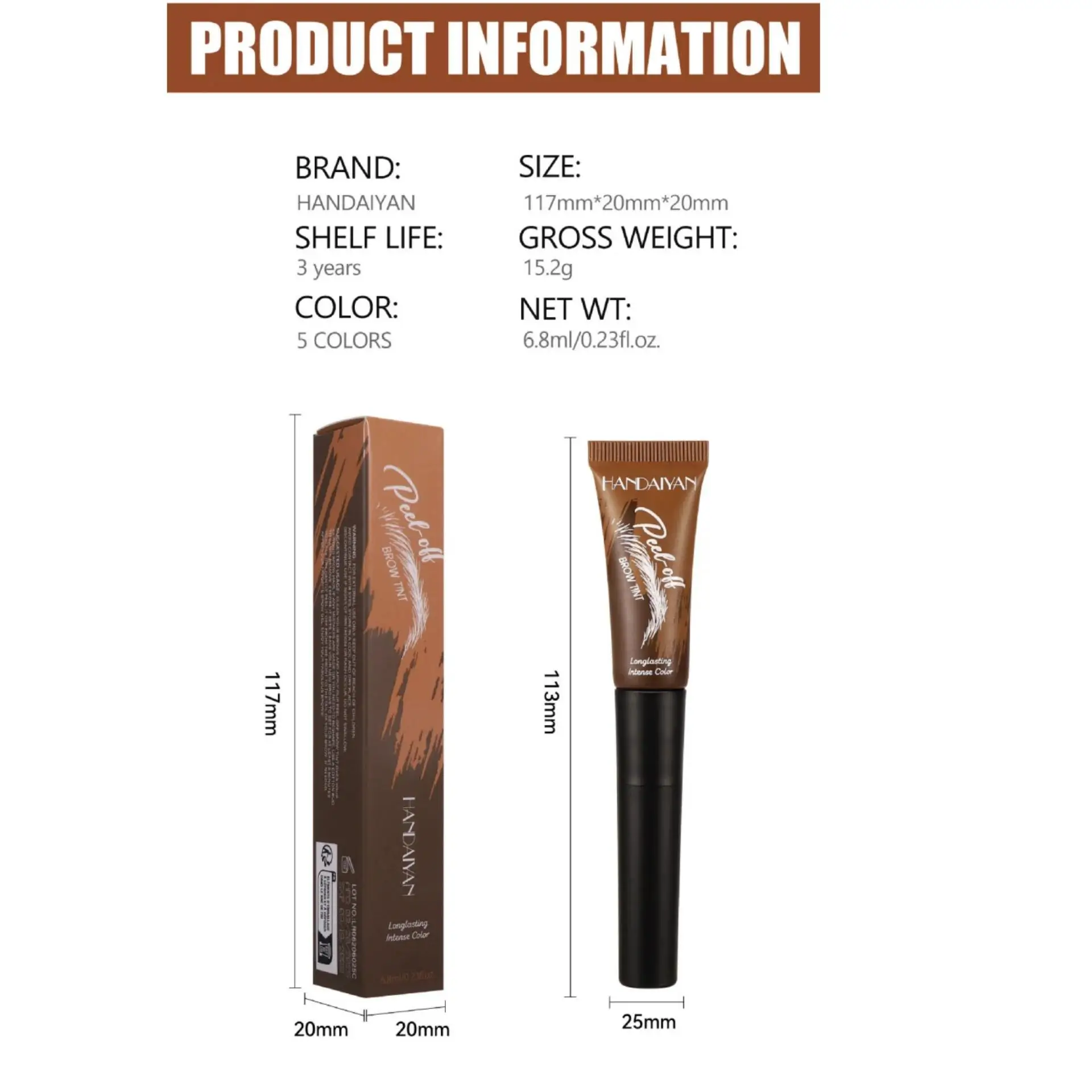 Peel off sobrancelha gel creme à prova dwaterproof água de longa duração sobrancelha tatuagem realçador matiz secagem rápida sobrancelha tintura cola para aparência natural