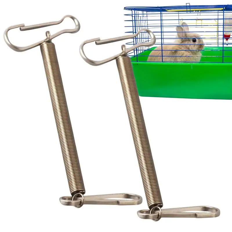 2Pcs Wire Cage Bottle Holder Spring Buckle Water Dispenser Fastener Alloy Spring Drinking Bottle, Cage Accessories For Rabbits