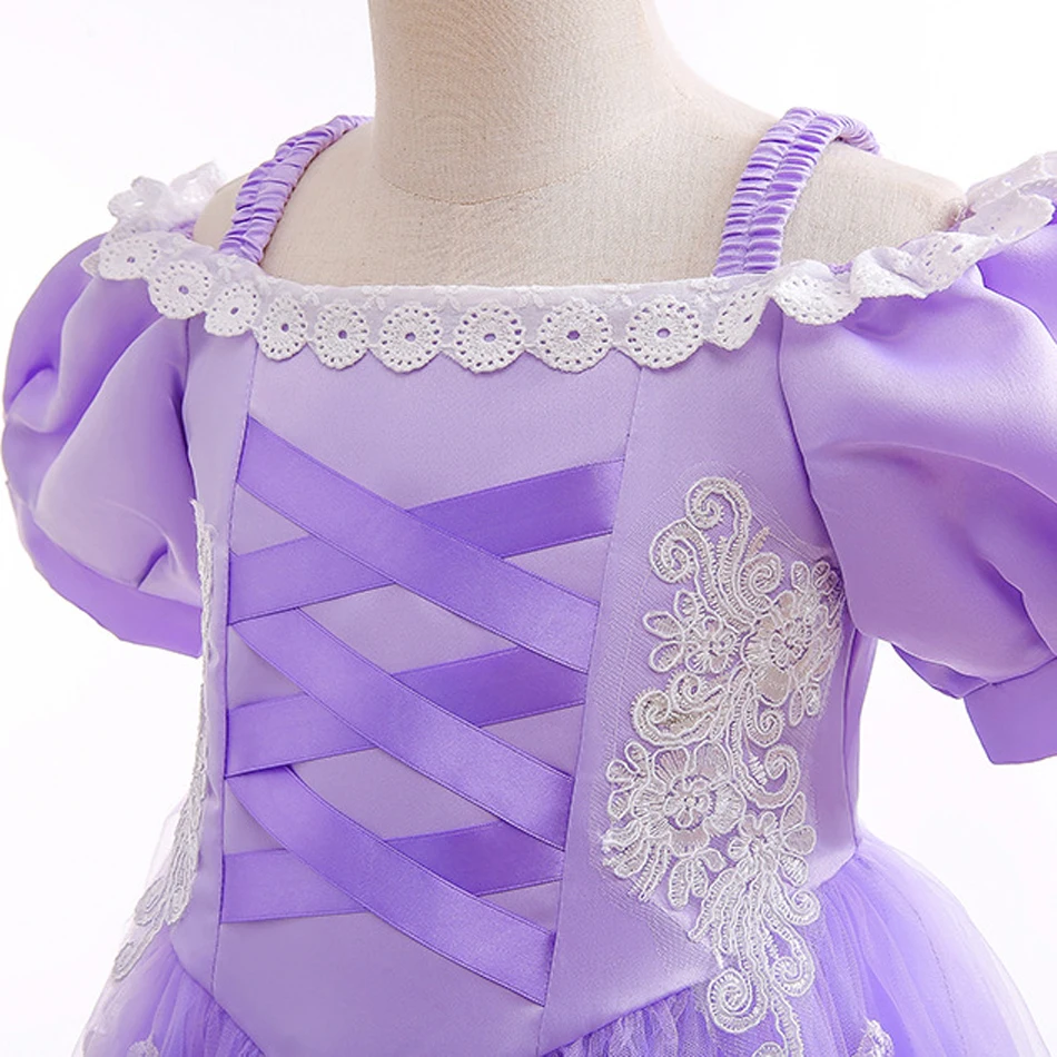 Rapunzel Costume Princess Dress for Children Birthday Carnival Halloween Party Fancy Girls Clothes Cosplay Tangled Costume Set