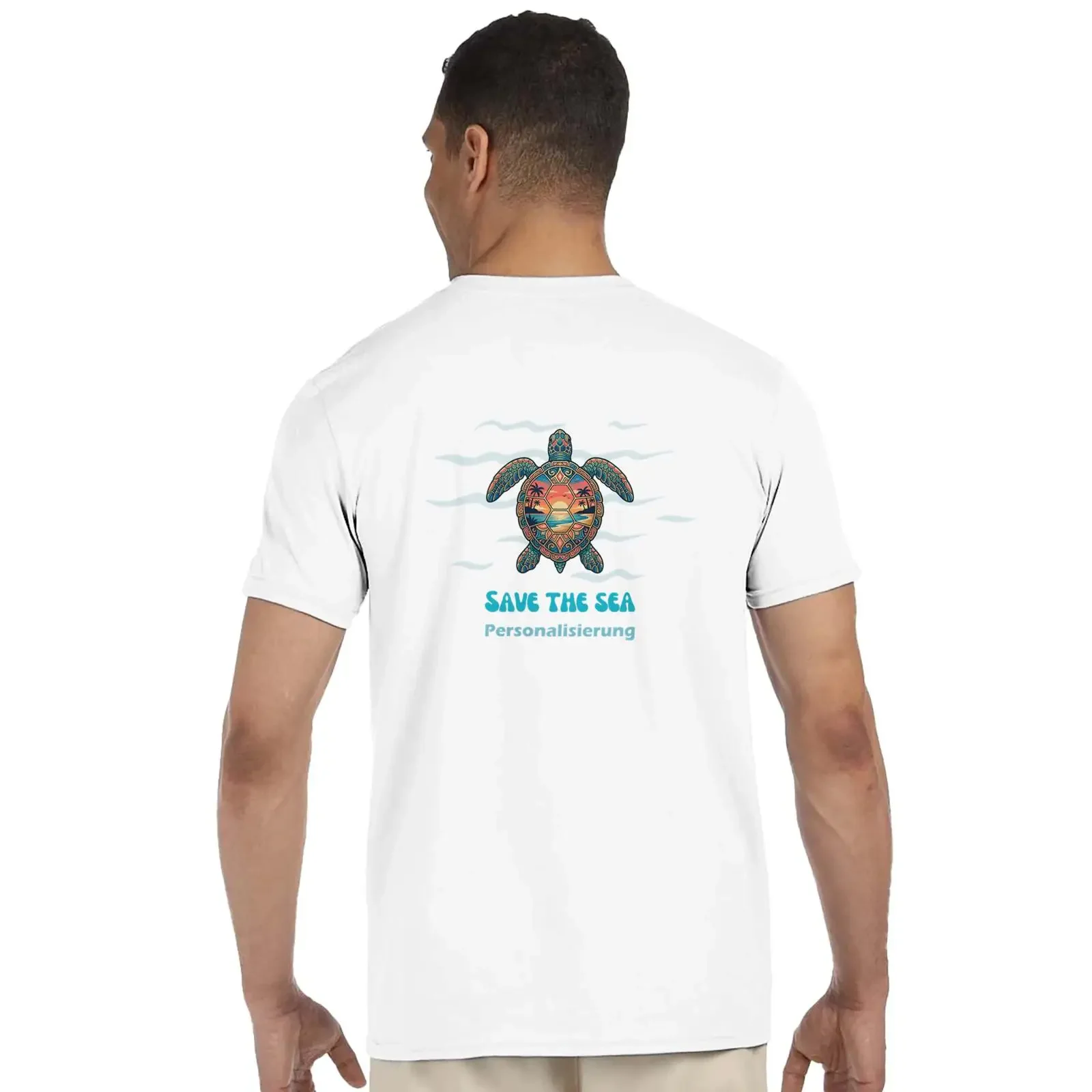 Save The Sea Customizable Summer T Shirt Boho Turtle Ocean Conservation for Beach Trip Surfing Family Holiday vintage Washed