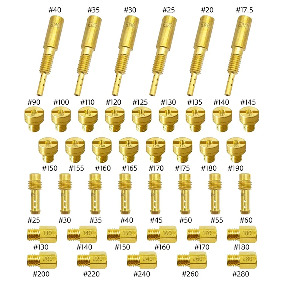 42-Piece Carburetor Jet Kit For Mikuni TM33-8012, TM36-68, TM40-6, VM Series, HSR Models And For RS Flat Slide Carburetors