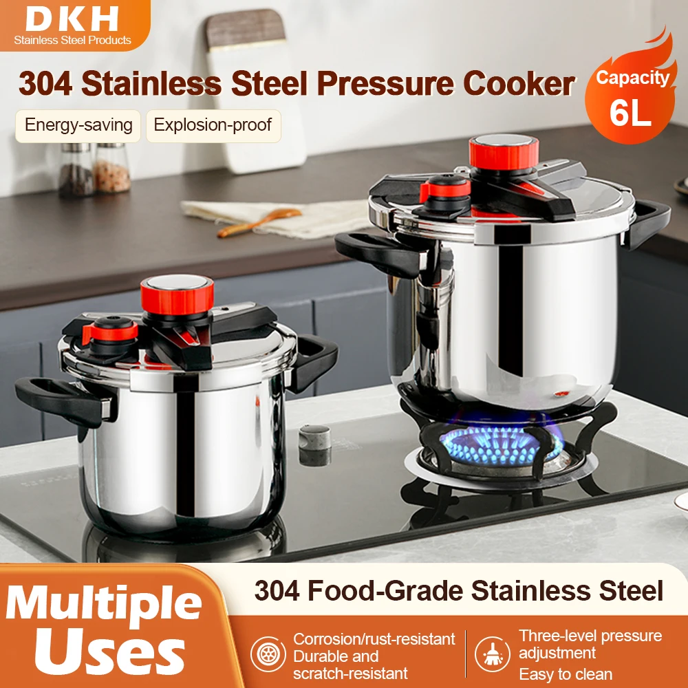 

Fenghui 6L 304 Stainless Steel Pressure Cooker for Family CE Certified Explosion-Proof Compatible with Gas & Induction Cooktops