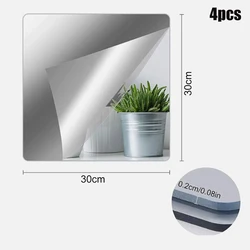 Feuilles de miroir en plastique souple, 4 pièces, miroir mural, carrelage, miroirs décoratifs, autocollant, carrelage mural, fenêtre, pour la maison
