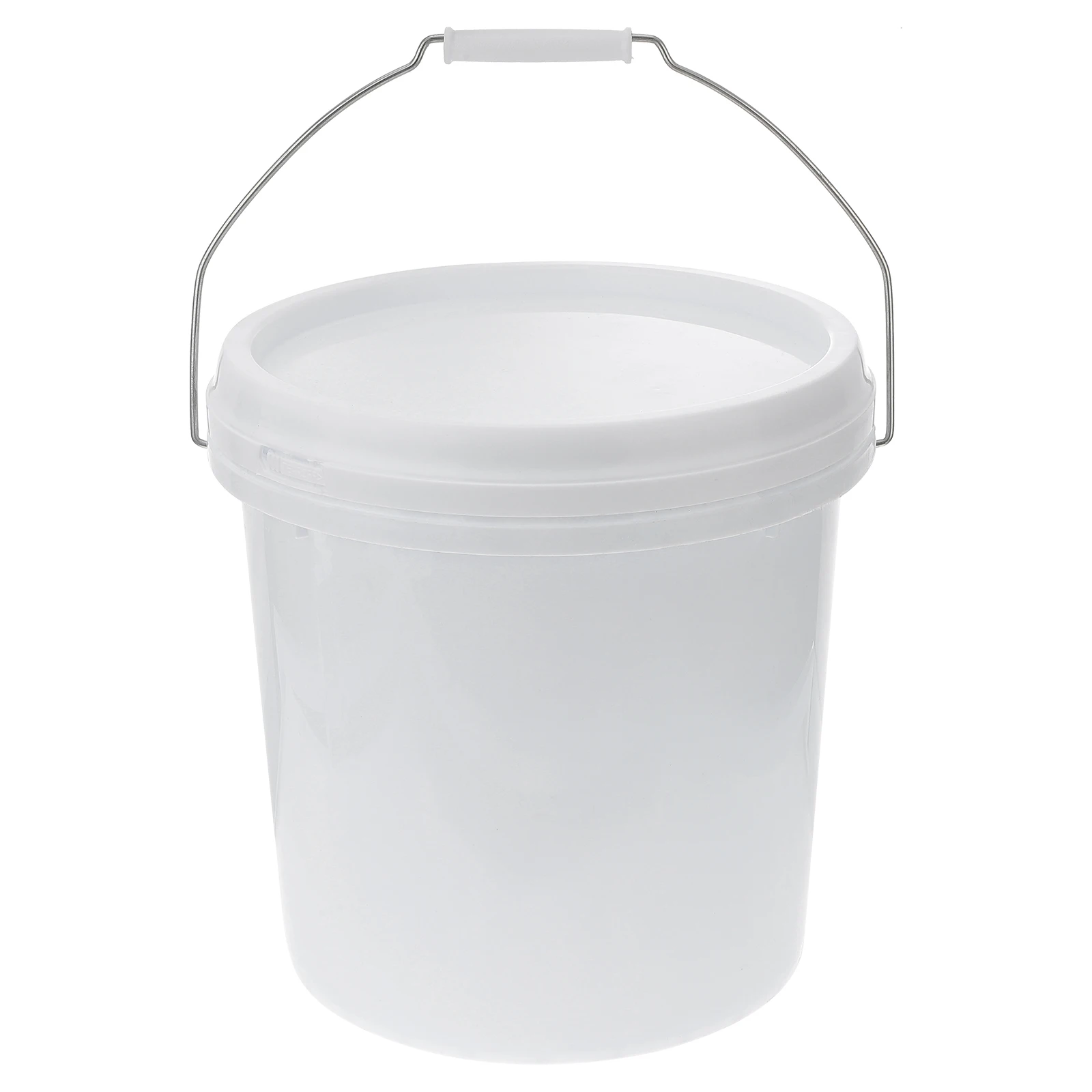 

Plastic Bucket 10L White Press Lid Durable Portable Round Pail for Home Garden Cleaning Supplies Storage Container
