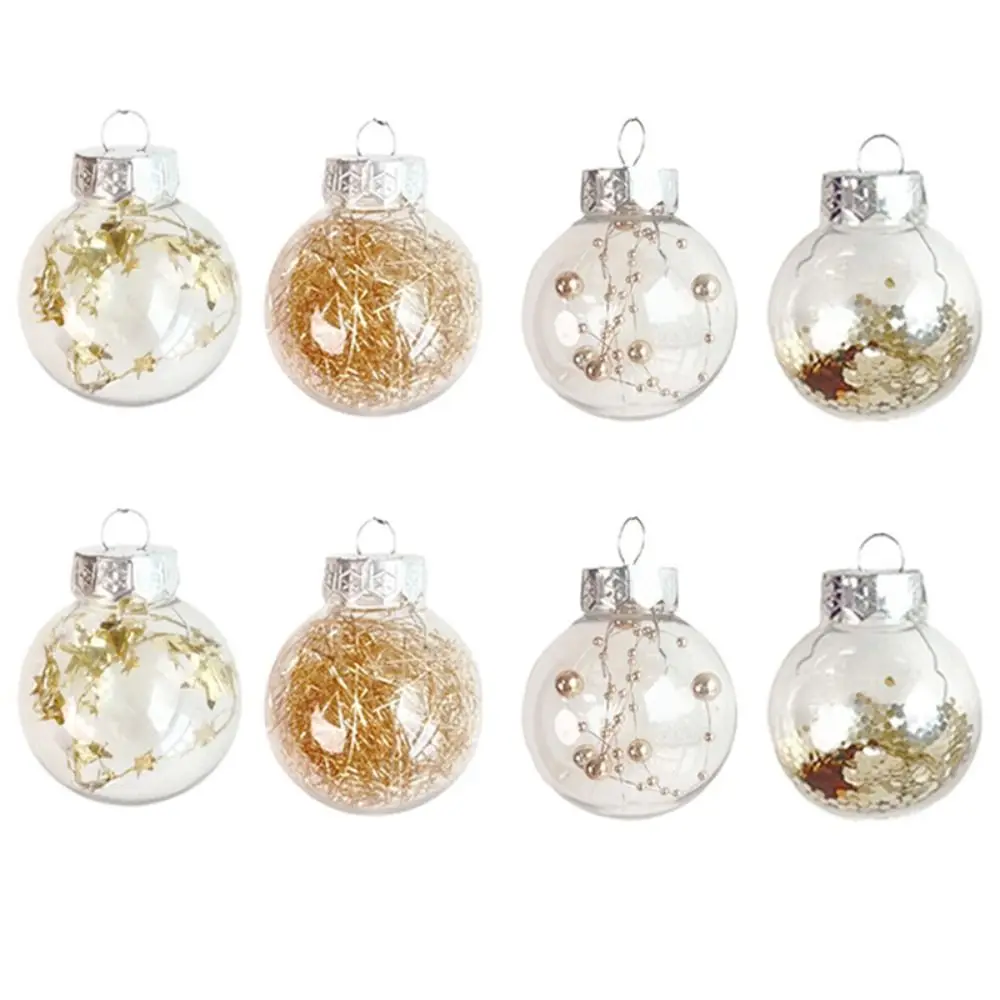 6cm/8cm Clear Christmas Balls Pendant Shatterproof Round Christmas Hanging Balls Transparent Reusable Xmas Tree Pendants