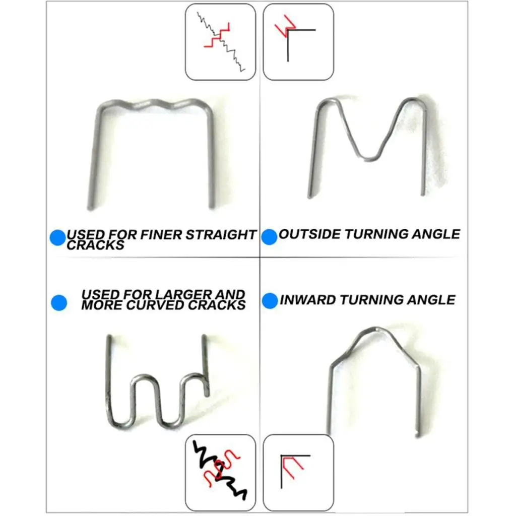 100x 0.8mm Staples Wave Shape for Car Bumper Welding Repairing