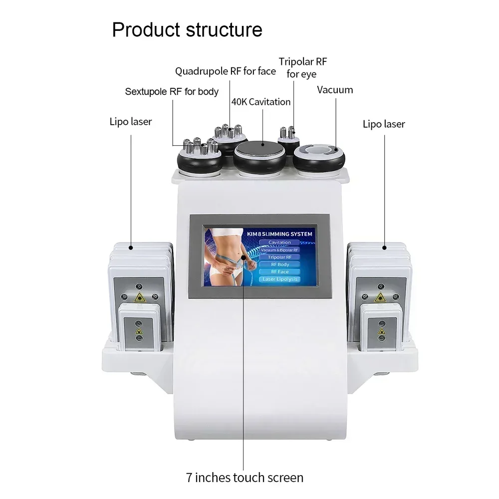 6 in 1 Vacuum Laser Radio 40K Ultrasonic Cavitation Facial RF Cellulite Massager Body Slimming Machine Lipolaser Firm Skin Spa